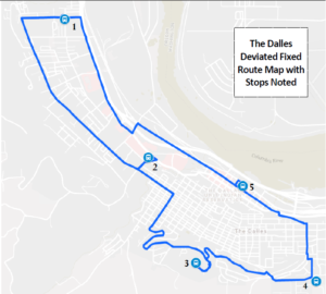 The Dalles Fixed Route map